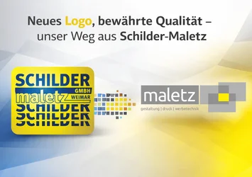 Neues Logo von Maletz-Werbung auf Firmenschild