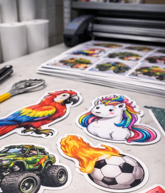 Konturgeschnittene Aufkleber im Digitaldruck